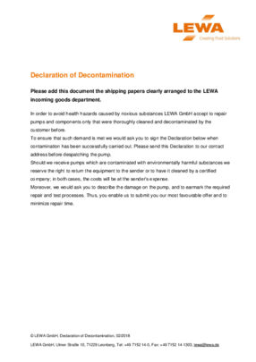 Dekontaminationserklärung / Declaration of Decontamination